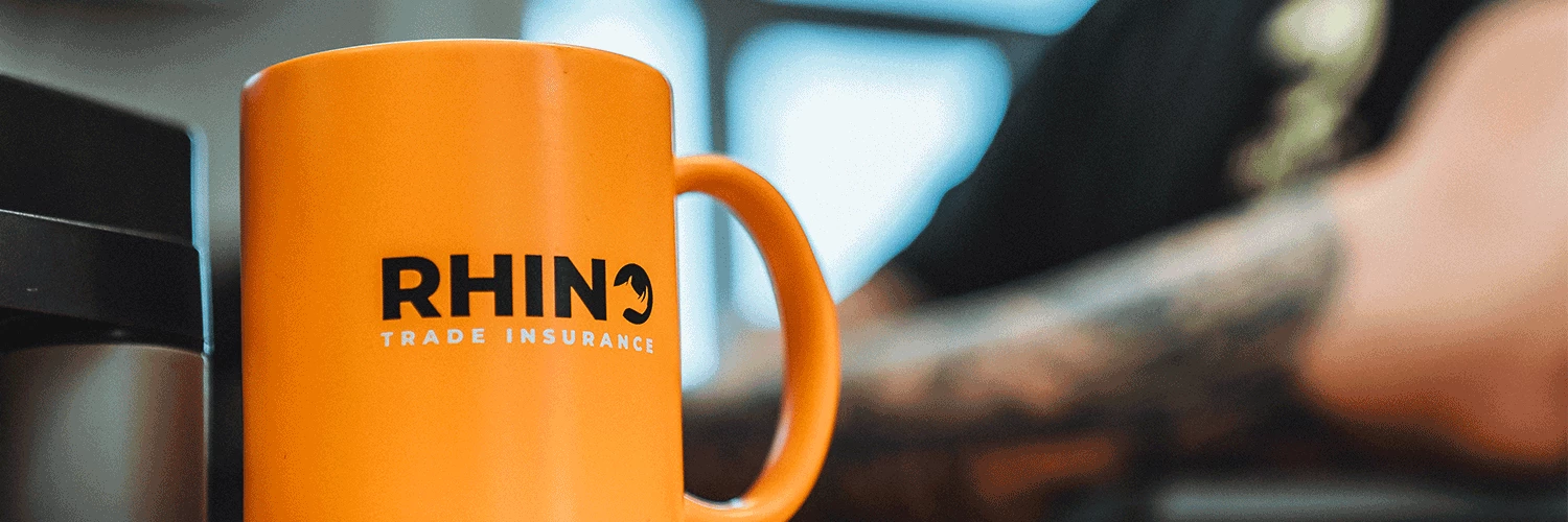 rhino mug on desk