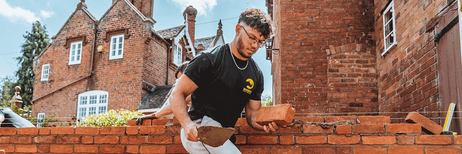 bricklayer working on site